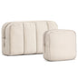 oscaurt 2 Pcs Makeup Bag Travel Toiletry Bag for Women Puffy Padded Cosmetic Pouch Purse Wide-open Makeup Organizer Case Travel Essentials - color: Khaki-Set