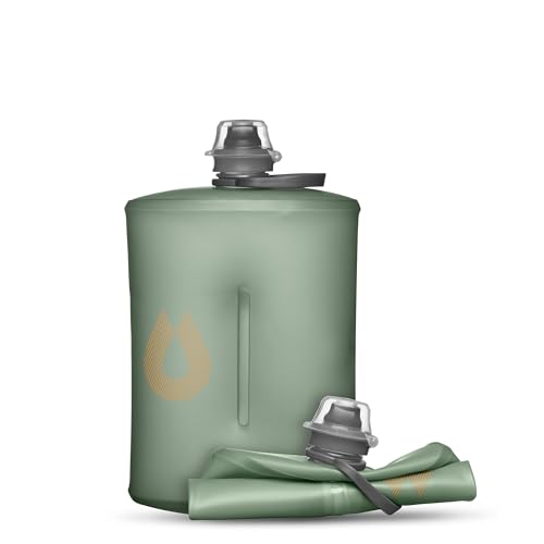 HydraPak Stow Collapsible Water Bottle – 350ml, 500ml, 1L – Ultralight, Leak-Proof, BPA-Free, Filter Compatible Travel & Hiking Flask - color: Sutro Green, style: 32oz/1L