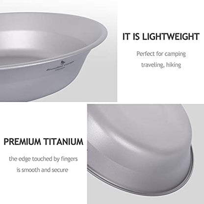 Boundless Voyage Titanium Dish Plate Bowl Set with Carry Bag Outdoor Camping Pan Campfire Tableware Cookware Mess Kit for Food Fruit Sauce (1pc 1112T) - color: 1pc 1112T