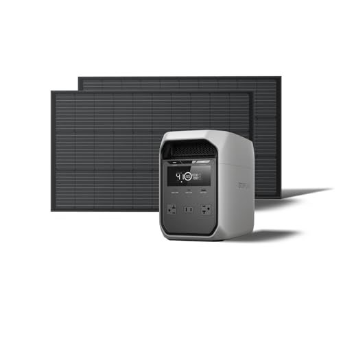 EF ECOFLOW Solar Generator DELTA 3 Classic with 2PCS 100W 12V Solar Panels, 1024Wh LiFePO4 Battery Portable Power Station, 1800W AC/100W USB-C Output (3600W Surge), 1 Hr Fast Charge for Home, Camping - style: DELTA 3 Classic+2x100W