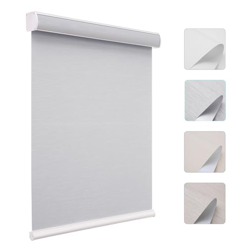 Changshade Custom Size Cordless Roller Shades, Blackout Roller Window Blinds with Thermal Insulated for Office, Living Room, Bedroom, Kitchen, Easy Installation,Grey - color: Blackout-grey