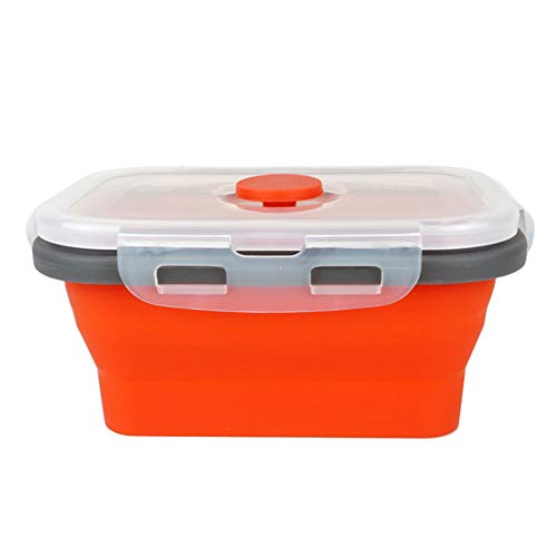 CARTINTS Set of 3 Collapsible Food Storage Containers Collapsible Silicone Bowls, Silicone Lunch Containers with Airtight Lids, Microwave and Freezer Safe, 500ml - color: blue+red+green