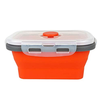 CARTINTS Set of 3 Collapsible Food Storage Containers Collapsible Silicone Bowls, Silicone Lunch Containers with Airtight Lids, Microwave and Freezer Safe, 500ml - color: blue+red+green