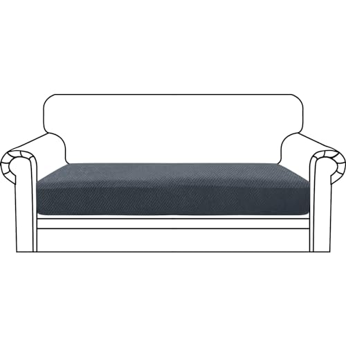 ZNSAYOTX Stretch Cushion Covers Sofa Loveseat Cushion Couch Seat Covers Slipcovers Soft Replacement Unique Pattern Furniture Protector with Elastic Bottom (Dark Gray, 1 Pc 2-Seat Cushion Cover) - color: Dark Gray, size: 1 Cushion Loveseat