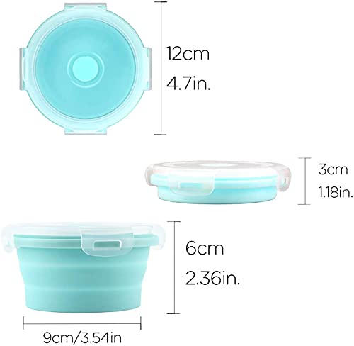 Luter 2 Pieces Collapsible Dog Bowls Silicone Food Water Travel Foldable Bowl with Lids Portable Expandable Pet Feeding Watering Cup Dish for Walking Kennels Camping 350ml (12x12x3cm) (Pink & Blue) - color: Pink & Blue
