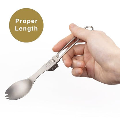 SANTTA Portable Titanium Foldable Eating Utensils with Pouch and Carabiner for Backpacking, Hiking, Camping and Traveling - style: 2-pc set