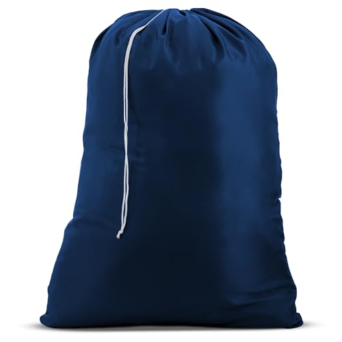 Nylon XL Laundry Bag - Locking Drawstring Closure and Machine Washable. These Bags will Fit a Laundry Basket or Hamper and Strong Enough to Carry up to Three Loads of Clothes (Navy Blue, 30" x 40") - color: Navy Blue, size: 30" x 40"