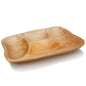 BTEOBFY Natural Wood 4-Compartment Divided Fruit Tray, Live Edge Handmade Serving Platter for Snacks, Sandwiches, Appetizers, Unique Hand-Carved Rustic Design - size: 15.8 INCH