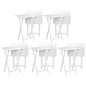 PJ Wood Conventional Solid and Sturdy Wood Construction Portable Folding TV Snack Tray Table Desk Serving Stand, White (10-Piece Set) - color: White, size: 10-Piece Set