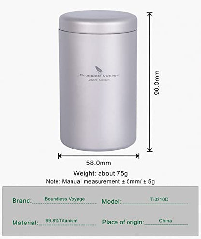 Boundless Voyage Titanium Small Tin Can Box Canister Tea Tins Coffee Tins Food Storage Container for Tea,Coffee, Herb, Candy, Chocolate, Sugar, Spices, Beans - color: Ti3210D-200ml 1pcs
