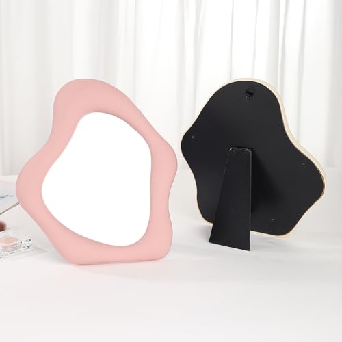 YCHMIR Small Wall Mirror Table Mount Vanity Mirror 10 “L x 8.8 ”W (Pink) - color: Pink