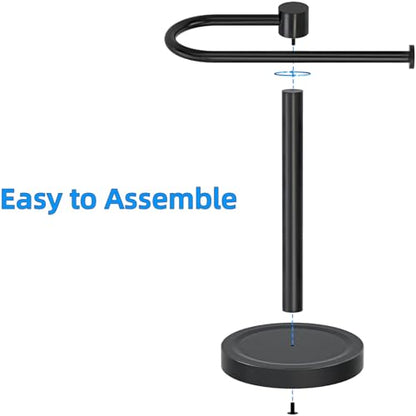 Heavy Duty Towel Holder Stand, Stainless Steel Hand Towel Holder Rack for Bathroom Countertop, Weighted Base C-Shape Free Standing Towel Bar for Bathroom Kitchen Countertop, Matte Black - size: C-Shape