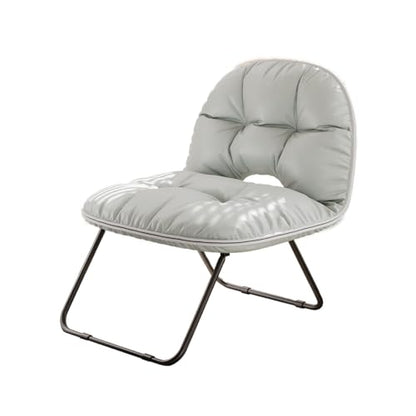 UNM Super Soft Leather Outdoor Folding Chair, Portable Camping Chair with Heavy Duty Support, Lightweight Foldable Chair for Travel, Picnic, Hiking, Fishing & Patio Use White