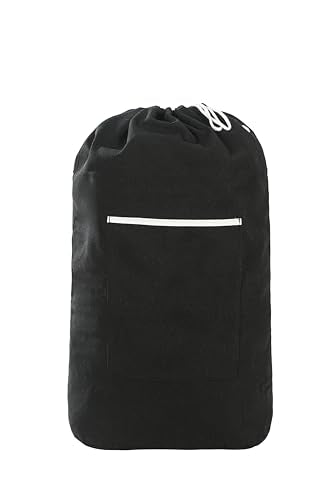 Canvas Laundry bag, Washable Laundry backpack, Adjustable Straps, Large Front Pocket, Drawstring Closure (BLACK, X-Large) - color: BLACK, size: X-Large