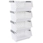 Set of 4 Plastic Stackable Storage Baskets, Stackable Organizer Bins for Kitchen, Pantry and Bathroom, White