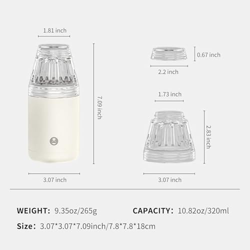 TIMEMORE Portable Coffee Maker Pour-Over Coffee Dripper Travel Coffee Cup | 10 Oz Manual Brewer for Home and Outdoors - Ceramic-Coated Stainless Steel Tumbler Capacity