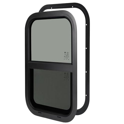 Cargo Trailer Windows,RV Windows for Camper Cargo Trailer Van Truck SUV,12" W x 22" H Vertical Sliding Window Replacement with Trim Ring,Fit 15/16" or 1-3/8" Thick Wall,Allow Error 1/16”,DOT Approved - size: 12"W x 22"H