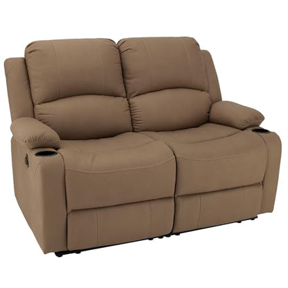 Camper Comfort Faux Suede Leather Reclining Chair, Cappuccino, 58" Wide x 41" Tall x 30" Deep, Wall Hugging Fit for RVs - color: Cappuccino, style: Powered