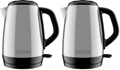 BLACK+DECKER 1.7L Cordless Electric Kettle,KE1700SD,Rapid Boil,Auto Shutoff,Stainless Steel,(Pack of 2) - size: 1.8 Quarts (Pack of 2)