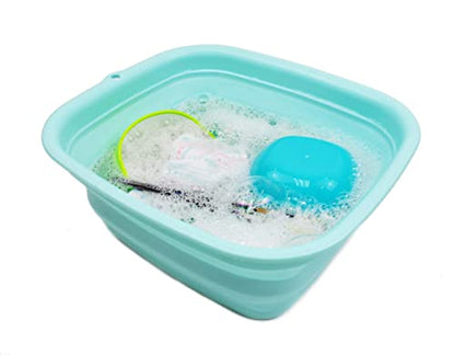 SAMMART 7.7L (2 Gallon) Collapsible Tub - Foldable Dish Tub - Portable Washing Basin - Space Saving Plastic Washtub (Lake Green, S) - color: Lake Green, size: Small