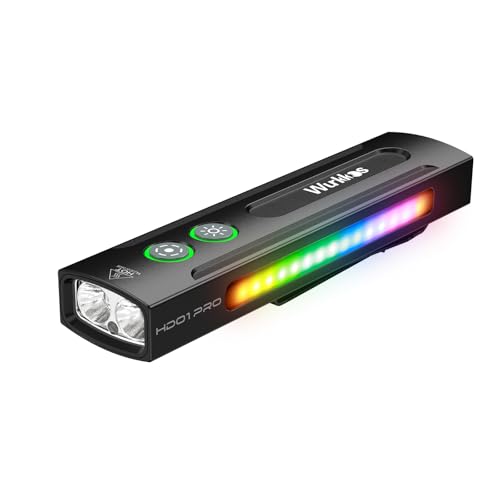 Wurkkos HD01 PRO 6-in-1 Flashlight with White Light UV Light&Green Light and Side Light,Working Handle Flashlight with Magnetic 1200LM for Outdoor Camping - color: HD01 PRO black-6K-2