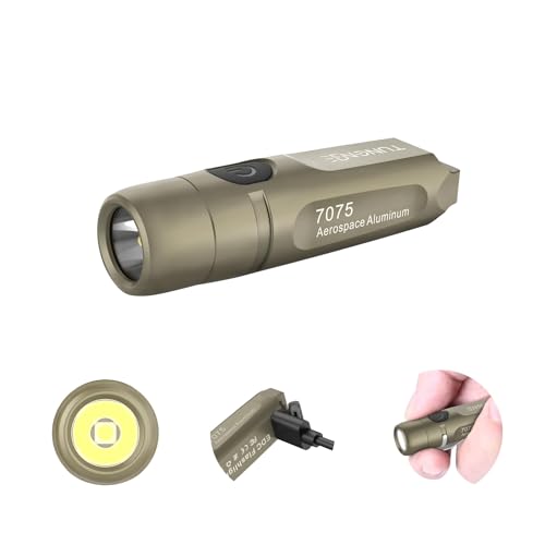 S15 Rechargeable Keychain Flashlight,650 High Lumen EDC Flashlight,Super Bright LED Mini Flashlight Be Suitable for Camping, Hiking,Outdoor Activities,Emergency（Khaki 6500K） - color: Khaki