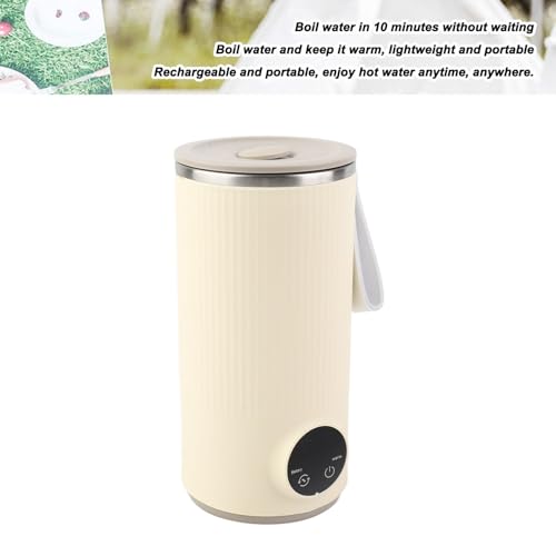 Travel Electric Kettle, Cordless Rechargeable 400ML 55°C Stainless Steel Travel Hot Water Boiler for Milk, Tea, Coffee, Portable Milk Warmer with Rotary Stirrer, Water Heater