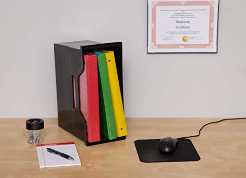 IRIS USA Medium Portable Desktop File Box with Open Lid, 6 Pack, Side Handles, Tabs & Inserts, Hanging File Folders, Letter-Size File Magazine Newspaper Mail Document Notebook, Black - size: 6 - Pack, style: Open Top Bin (M - Black)