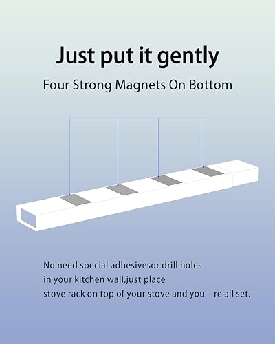 SZJHXIN 4X Strong Magnetic Stove Top Shelf, Adjustable 15-30 Inches, Fits Various Stove Lengths, Kitchen Organizer, Holds Spices, Condiments and BBQ Sauces (White) - color: White