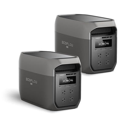 EF ECOFLOW Portable Power Station DELTA 3 MAX Portable Power Station (2-Pack), 3400W X-Boost Output, Ultra-Fast 0-80% Charging in 1.13 Hr, Home Backup & RV Camping (Solar Panel Optional) - style: DELTA 3 Max (2-Pack)