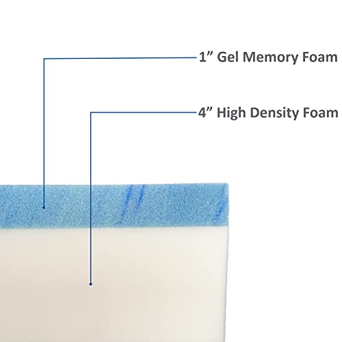 FoamRush 5" x 30" x 30" Gel Memory Foam Upholstery Square Cushion Medium Firm (Chair Cushion, Square Foam Dining Chairs, Couch, Sofa, Wheelchair, Seat Replacement, Rubber Padding) - color: Gel + High Density, size: 5" x 30" x 30"