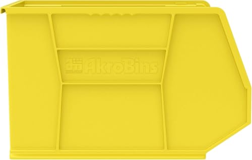 Akro-Mils 30270 AkroBins Plastic Storage Bins, Space-Saving Stackable Bins for Garage, Pantry, Craft Organization, 18" x 16" x 11", Yellow, 3-Pack - color: Yellow
