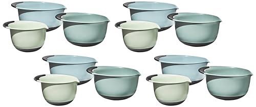 OXO Good Grips 3-Piece Plastic Mixing Bowl Set - Cadet Blue,Tower Gray,Jade,Small,Medium,Large,(Pack of 4) - color: Cadet Blue/Tower Gray/Jade, size: Small, Medium, Large (Pack of 4)
