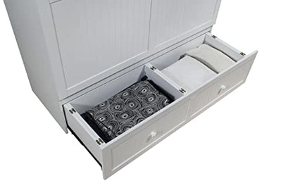 Mega Solutions Murphybedz Tuscany Murphy Cabinet Chest Bed with Charging Station 6 Inch (White, Queen) - color: White, size: Queen (U.S. Standard)