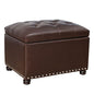 Leather Ottoman with Storage,24’’Foot Rest Ottomans with Hinged Lid Rectangle Upholstered Foot Stools Nailhead Trim for Living Room Bedroom,Classic Brown - color: Classic Brown