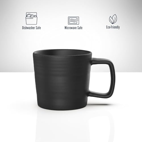 Francois et Mimi Pour Over Drip Coffee Maker Gift Set with Two Coffee Mugs, Non-Electric Pour Over Coffee Dripper, Easy Manual Brew Maker, Dishwasher and Microwave Safe, Filters not included (Black)