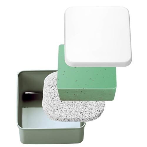 Square Soap Travel Case, Green Plastic Soap Holder with Lid Portable Bar Soap Dish Box with Soap Saver Pad for Travelling Gym Camping Bathroom - color: Green, size: Set of 1