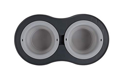 Dexas Pets Double Elevated Pet Feeder, Light Gray, Large/2.5 Cup Capacity Bowls (PW110432429) - color: Light Gray, size: Large/2.5 Cup Capacity Bowls