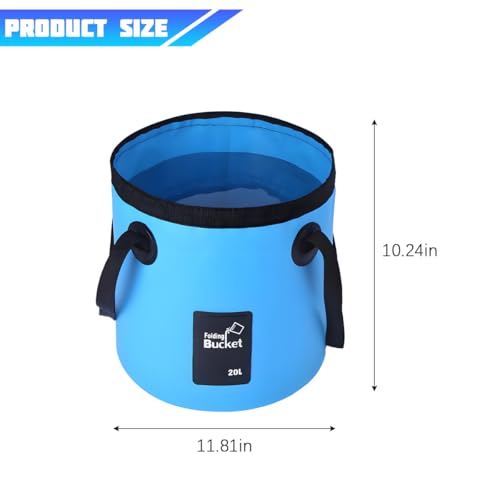 Bittwee 20L 5 Gallon Car Collapsible Bucket with Handle, Outdoor Vehicle Washing Water Folding Container, Leakproof Portable Automotive Wash Basin, Universal for SUV RV Truck (Sky Blue) - color: Sky Blue