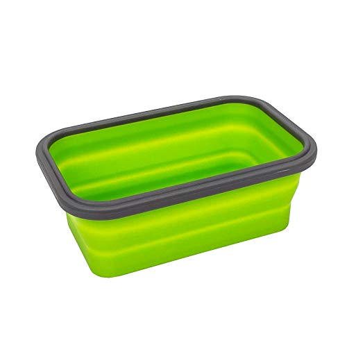 CARTINTS Set of 3 Collapsible Food Storage Containers with Lids, Collapsible Silicone Bowls, Silicone Lunch Containers, For Meal Prep, Camping, Travel, Microwave and Freezer Safe,500ml,Green - color: green