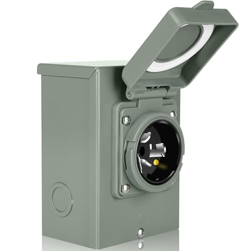 WELLUCK 50 Amp Generator Inlet Box - NEMA SS2-50P Power Inlet Box for 3R 3-Prong Generator Cord, 125/250V, 12500W Weatherproof Outdoor 50a Power Inlet Box - ETL Listed, Best Partner in Emergencies - size: 50 Amp Box