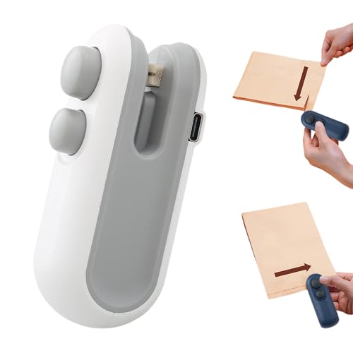 Mini Bag Sealer and Cutter Mini Bag Sealer,Upgrade Handheld TYPE-C Rechargeable Bag Sealer for Sealing and Cutting,Portable Vacuum Food Sealer for Snack Bags Food Storage (White) - color: White