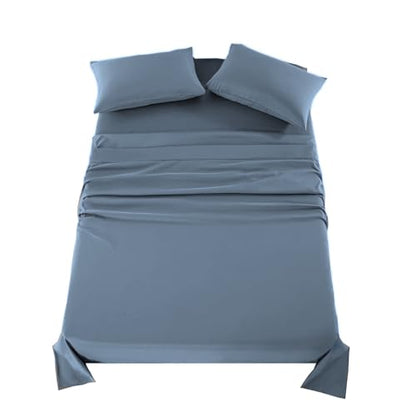 Kingnex Sleeper Sofa Bed Sheets Queen for 60x74 Pull Out Sofa Bed with 4-6 Deep Pocket Soft Double Brushed 1800 Microfiber 4 Piece Bedding Set Blue - color: Blue, size: Sleeper Sofa Queen