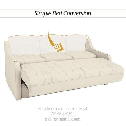 De Leon Console DX RV Sofa Bed, 72" Wide, Ultimate Leather, Bisque - color: Bisque, size: 72"