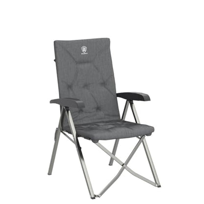 EVER ADVANCED Folding Padded Camping Chair 4 Positon Adjustable Recliner with High Back Support Portable for Adults, 300lbs Weight Capacity, Grey - color: Grey
