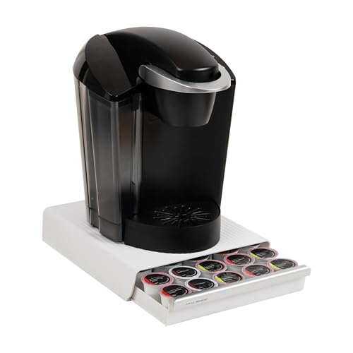 Mind Reader Single Serve Coffee Pod Drawer, Holds 30 Standard Coffee Pods, Compact Countertop Organizer, 2.5 Inch Tall Storage Base - color: White, size: 30 Pod Capacity, 10.5"L x 12.75"W x 2.5"H