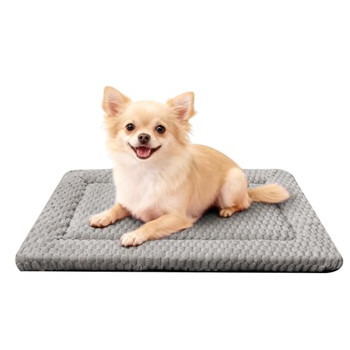 Dog Bed Mat - Dog Crate Pad - Reversible Mat for Pet Comfort - Soft Bed Crate Pads for All Seasons - Durable, Machine Washable Mat for Crates, Travel, and Home (Light Gray, 24" L*18" W*1.5" Th) - color: Light Gray, size: 24"L*18"W*1.5"Th