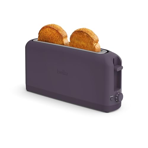 bella 2 Slice Slim Toaster, Fits-anywhere™ Kitchenware, 6 Setting Shade Control with Reheat & Cancel Buttons, Fits sourdough, 10” Long Slot, Anti Jam & Auto Shutoff, 900 Watt, Plum - color: Plum, size: 2 Slice