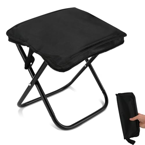 Collapsible Stool, 12Inch Portable Compact Folding Stool for Adult, Ultralight Foldable Chair Pocket Size Carry for Camping, Hiking, Fishing, Travel, Outdoors, Supports 198 Lbs