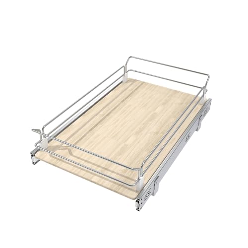 Pull Out Cabinet Organizer 15" W X 22" D, Slide Out Drawers For Kitchen Organizers and Storage, Pull Out Drawers For Cabinets Capacity Heavy Duty Caddy, Cabinet Shelves Wood Chrome, Pantry Storage - color: 1 Tier, size: 15”W x 22”D